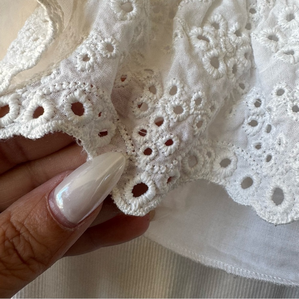 ZARA White Embroidered Ruffle Bodysuit - Picture 8 of 8